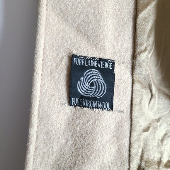 100% wool beautiful vintage 1970s 1980s beige coat with brown details. - Picture 12 of 16